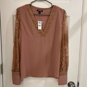 Express Blouse w/ Lace Sleeves BNWT